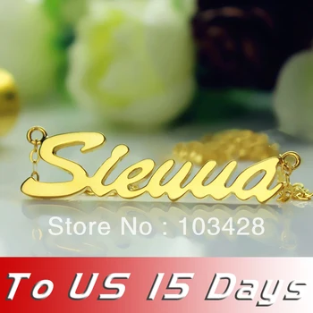 

AILIN Freeshipping --Sienna Miller Name Necklace Personalized Gold Color over Silver Nameplate Pendant Name Jewelry