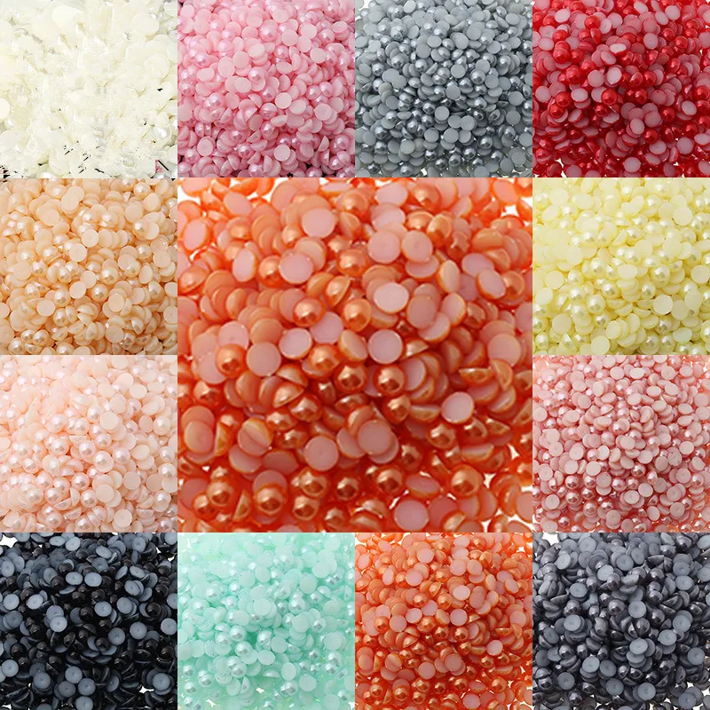 

Wholesale Fashion 200Pcs 6MM Half Pearl Beads Charm Flatback Pearl Colorful Beads Beading for Jewelry Making Decoration
