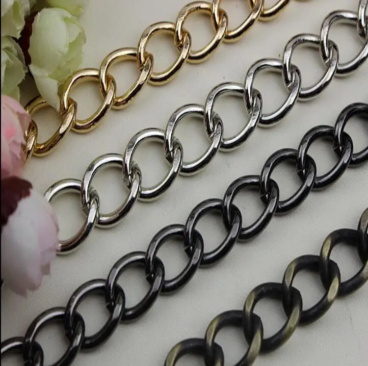 

(2 PCS/lot) 4color plating high-end DIY leather 14 mm length 90 cm width handbag aglet twist chain decoration accessories