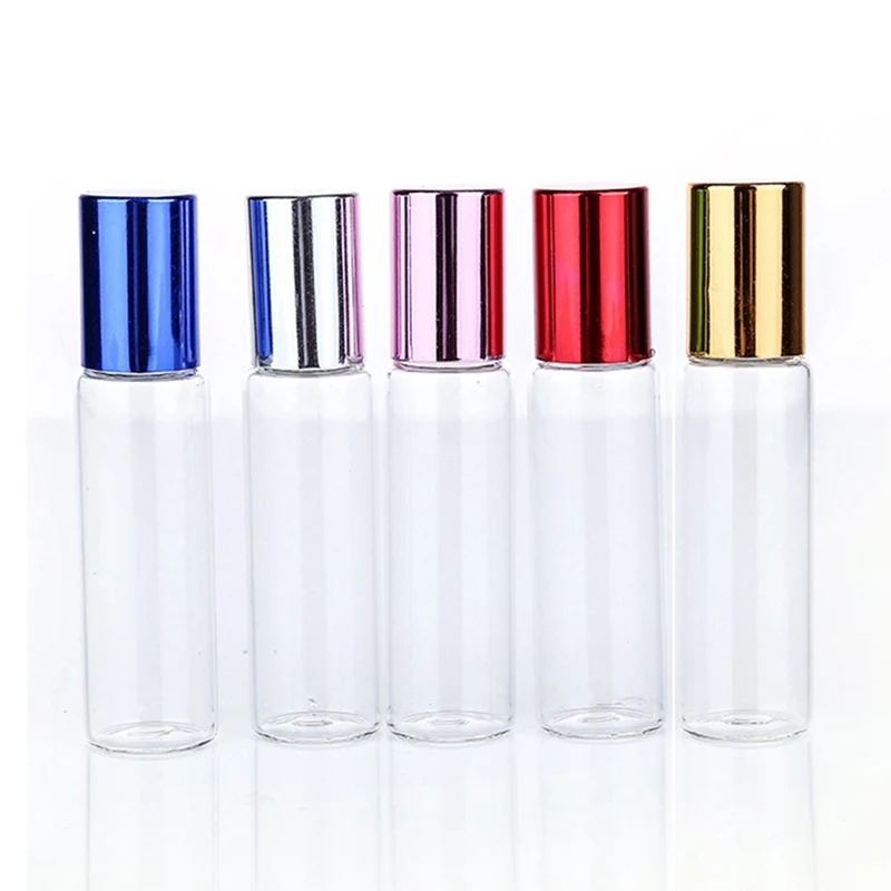 

Clear Glass Essential Oil Roller Bottles with Glass Roller Balls Aromatherapy Perfumes Lip Balms Roll On Bottles 5ml 10ml