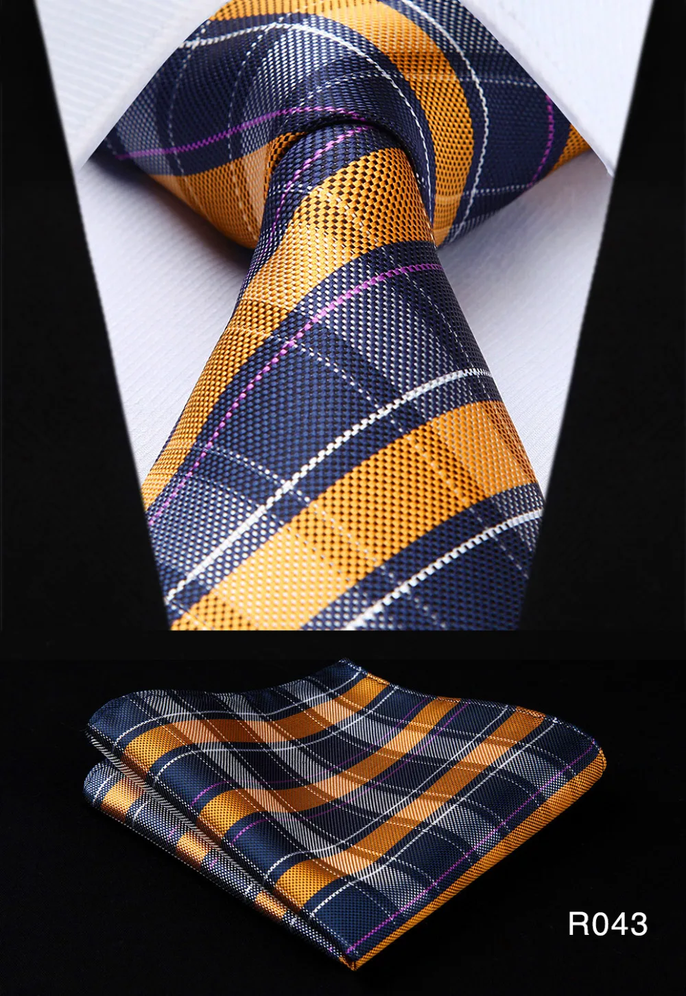 GIFTS FOR MEN Classic Mens Check Stripe Striped Silk Necktie Tie Orange White
