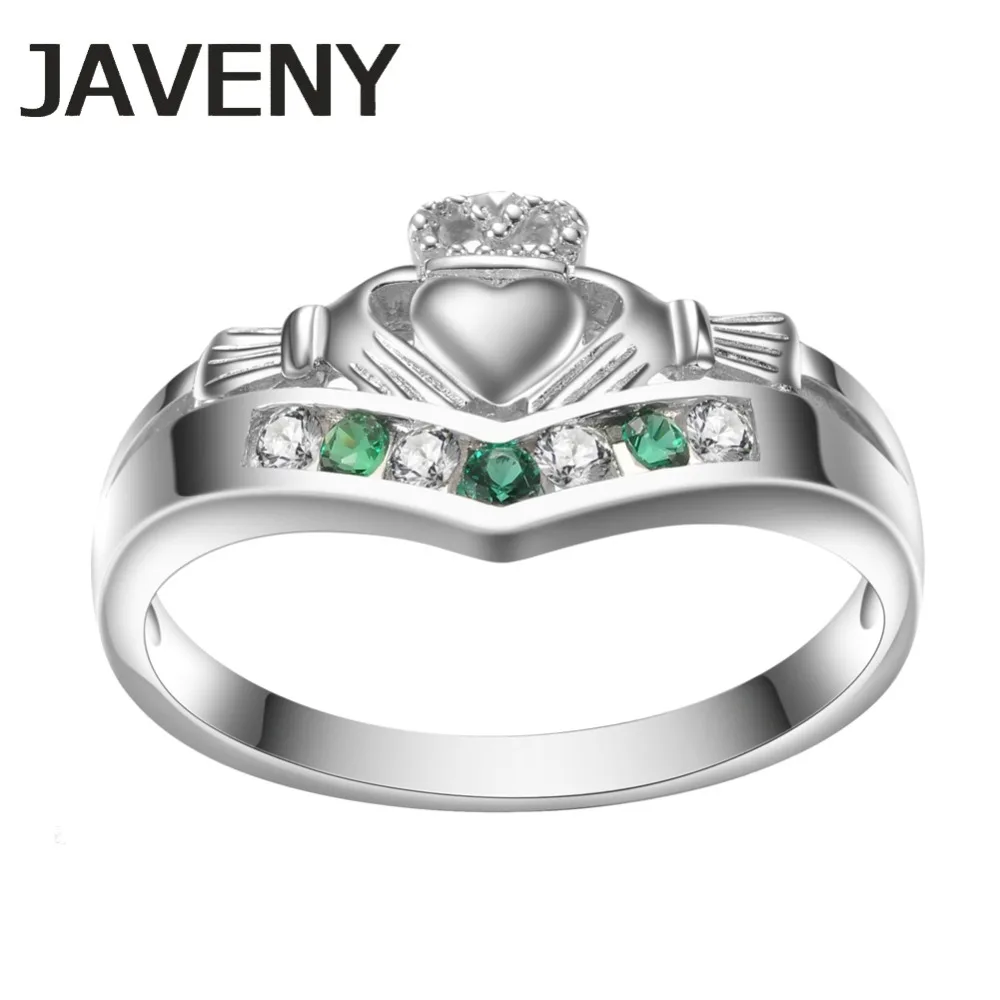 

925 Sterling Silver Emeralds CZ Promise Irish Claddagh Engagement Bridal Wedding Rings for Womens Girls Birthday Christmas Gifts