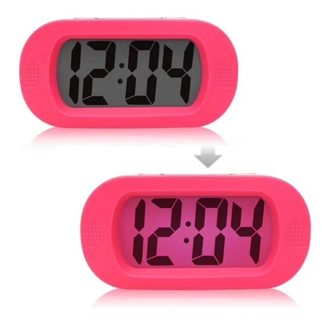 Pink Color Silicon Alarm Desk Clocks Snooze Function, Backlight Led