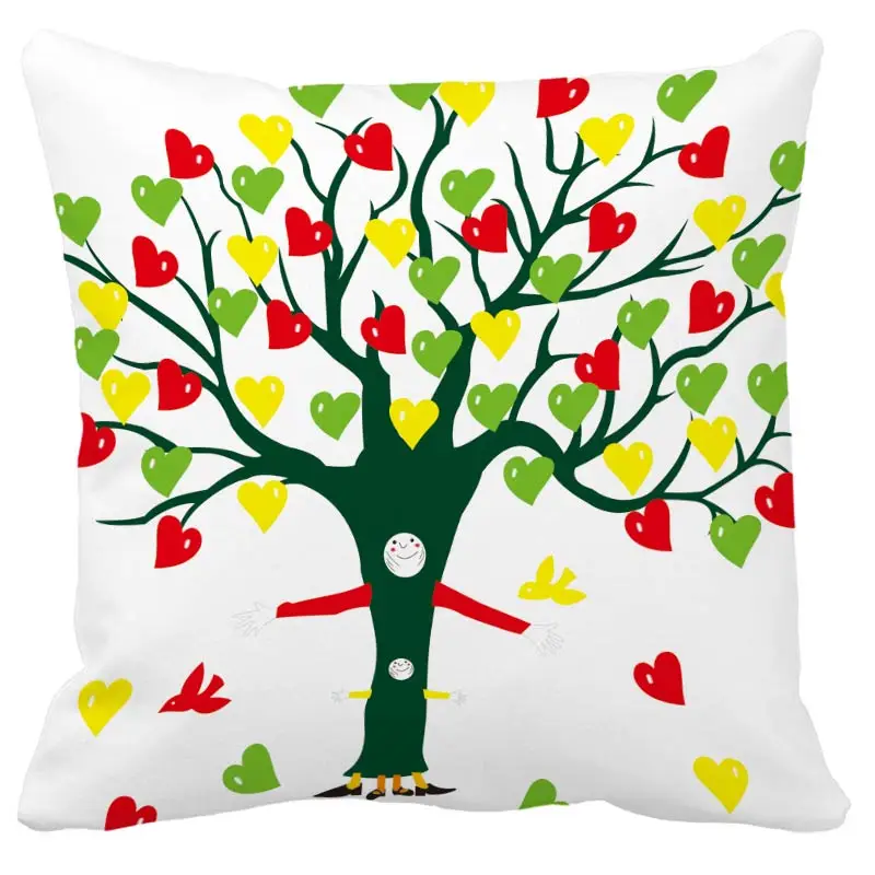 Cartoon Color Tree Cushion Cover Nordic Simple Geometric Decorative Throw Pillows Cushion Covers for Sofa Polyester Cotton