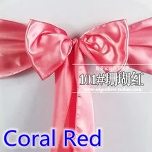 Коралловый Красный цвет высокого качества атласная лента стул лук для стула охватывает створки спандекс праздничная и Свадебная обувь украшения оптом