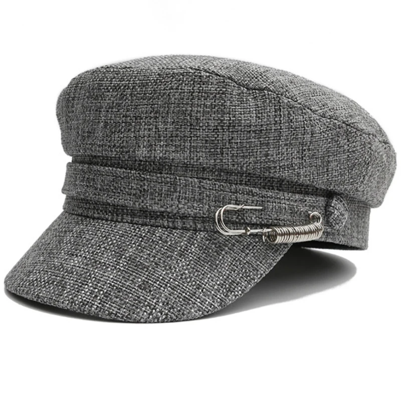 HT2578 женская шляпа винтажная весенне-летняя кепка газетчика Дамская хлопковая льняная булавка капитан, Мотрос Кепка плоская художница шляпа берет