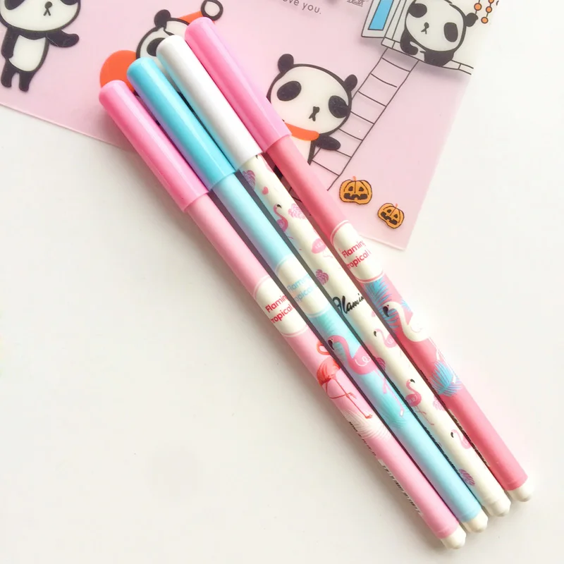 

2X Flamingos Gel Pen Rollerball Pen Student Stationery School Office Supply Black Ink 0.35mm