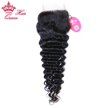 Queen Hair Products Brazilian Virgin Hair Deep Wave Swiss Lace Closure 10″-20″ Natural Color 100% Human Hair Free Part