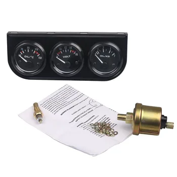 

3 In 1 Volt Meter + Water Temperature Meters + Volt Meter Kit Oil Or Oil Pressure Triple Temperature Meters