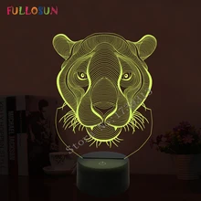Удивительный 3D светодиодный светильник в форме тигра светодиодный ночник с 7 цветами света для украшения дома
