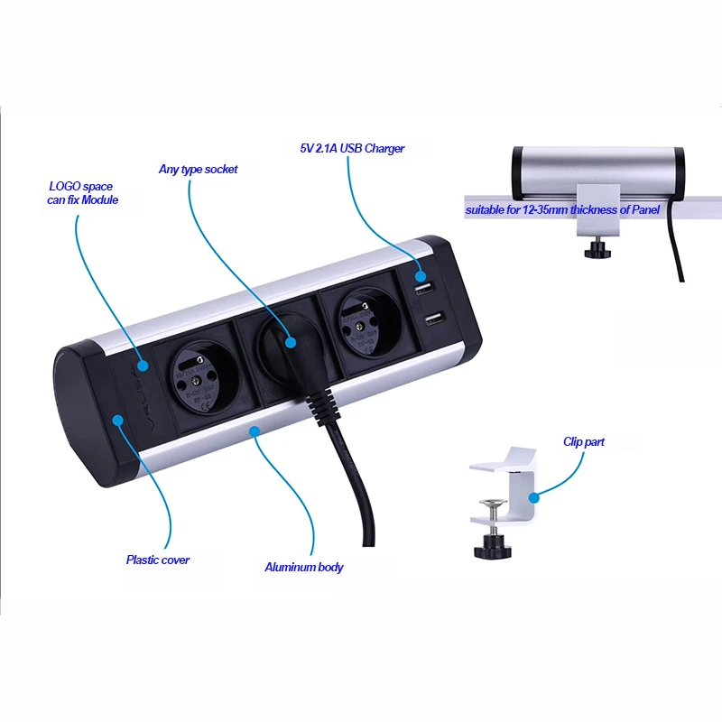 JOHO настольный разъем 250 В 10A/16A розетки Dual USB зарядное устройство с коммутатором портативные компьютеры Настольный ПК кабель для передачи данных Универсальный