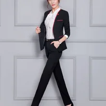 Новое поступление, Осень-зима, профессиональная рабочая одежда, костюмы с курткой и штанами, офисные женские формальные брючные костюмы, женские брюки, комплект