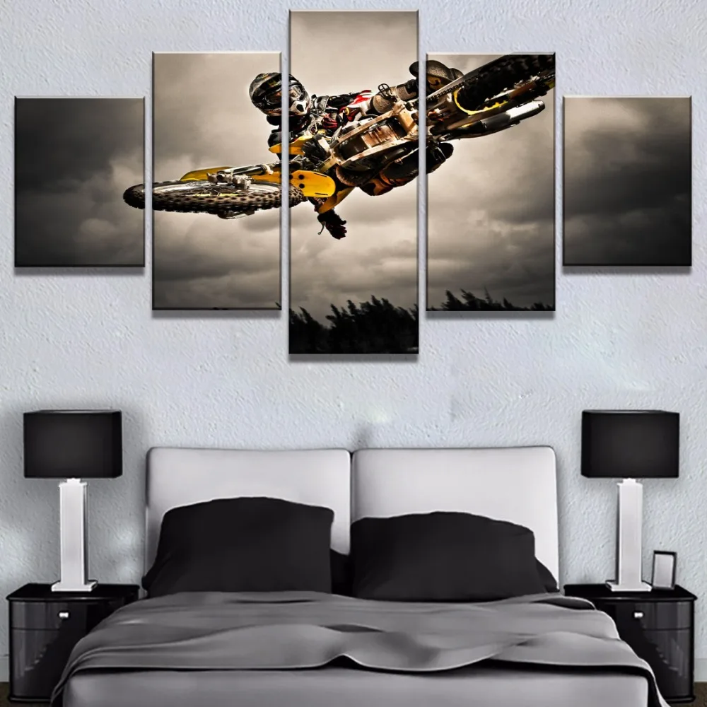 

Art Painting Classic Watercolor Motocross Jump Car Sport Poster 5 Set Modular Wall Pictures Prints Canvas Baby Room Home Decor