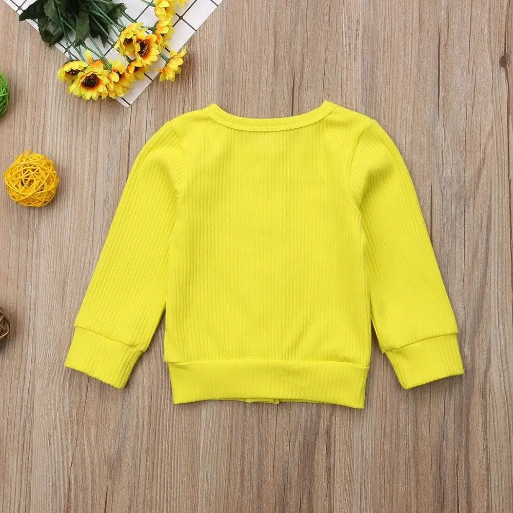 Toddler Baby Kid Girl Boy Long Sleeve Solid Color Button Cardigan Coat Outwear Children Tops Clothes 0-24M