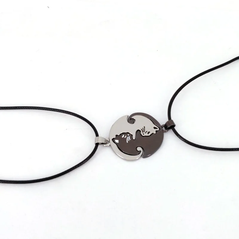 

new hot sale Couples Jewelry Necklace Pendant Black white Couple Necklaces Animal Cat Pendants Necklace