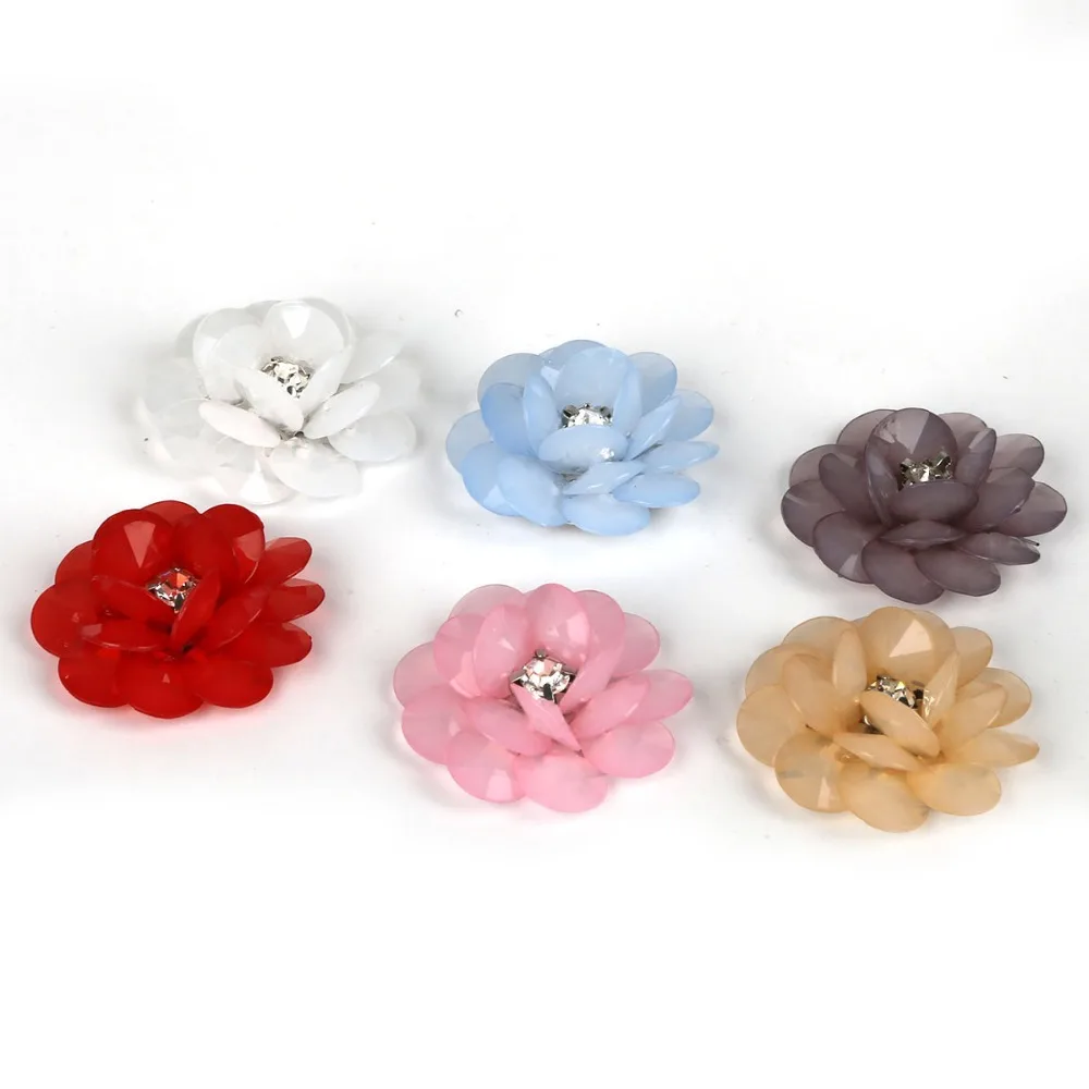 1Pcs Multicolor 3.2cm Dia Acrylic Flowers Beads With Rhinestone Fit DIY Handmade Jewelry Crafts Home Sewing Garment Bag Beads Accessories