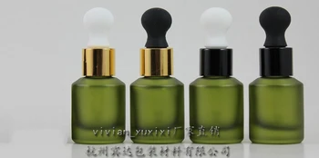 

15ml green frosted Glass Essential Oil Bottle With aluminum dropper cap.the bottom of bottle is thick,Essential Oil Container