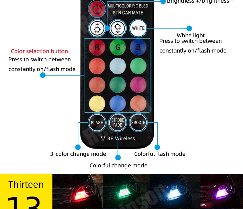 1 пара автомобильных ламп 12 В 1,32 Вт RF пульт дистанционного управления T10 3535 RGB многоцветный светодиодный автомобиль широкая лампа подсветки номерного знака Лампы