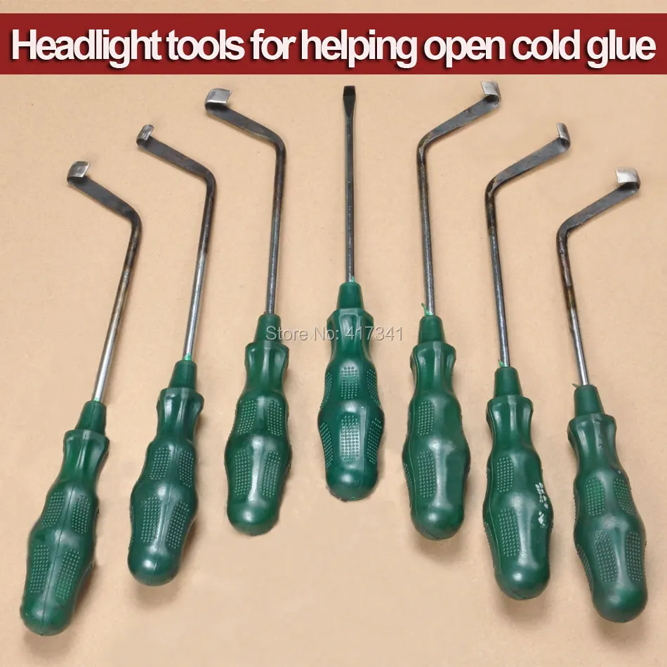 

Free Shipping Open Headlight Tool Cold Glue Tool Knife for Removing Cold Melt Glue Sealant from Car Headlamp 7 PCS Knifes