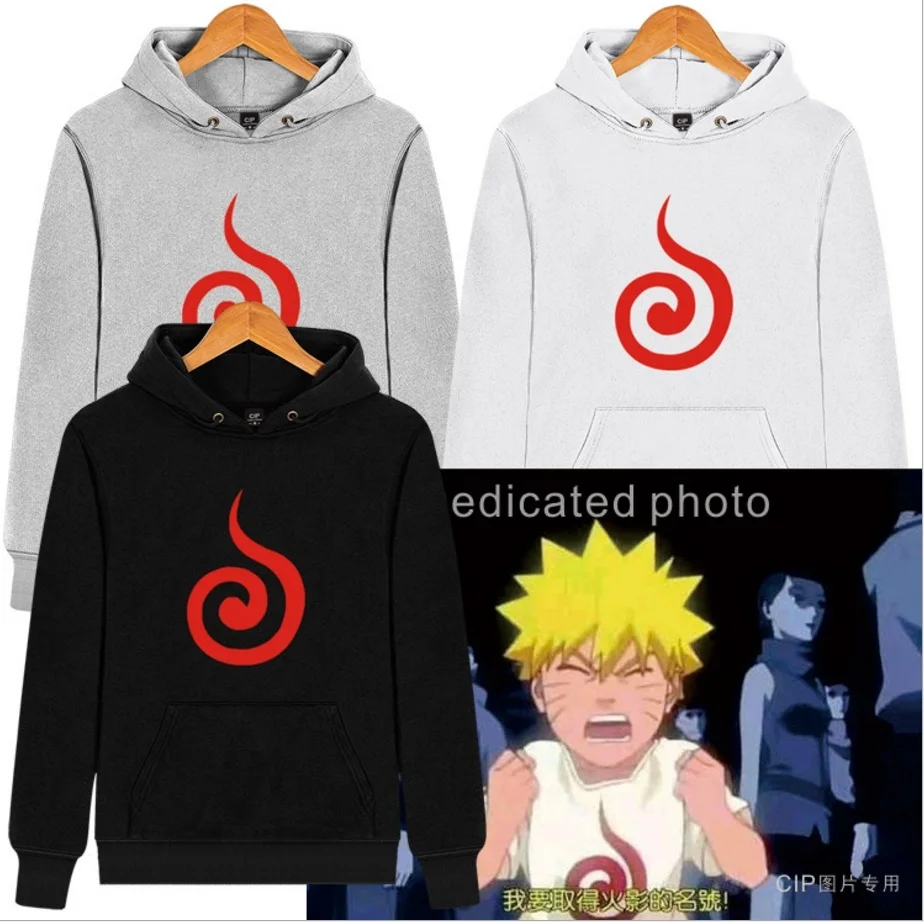 소용돌이 나루토 후드 일본어 애니메이션 후드 스웨터 씰 기호 인쇄 포켓 풀오버 남성 여성naruto hoodieanime