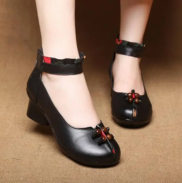 RUSHIMAN Shoes Woman 100% Genuine Leather Women Flats Round Toe Platform Shallow Mouth Shoes Size 35-41