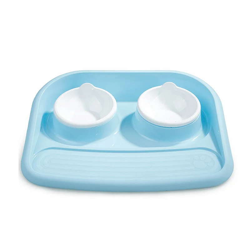 Blue Миски для питья для собак, пластиковые миски с двумя портами, подача питьевой воды, миски для кормления, миски Voerbak Hond для кошек, собак, миски для домашних животных - Цвет: Blue