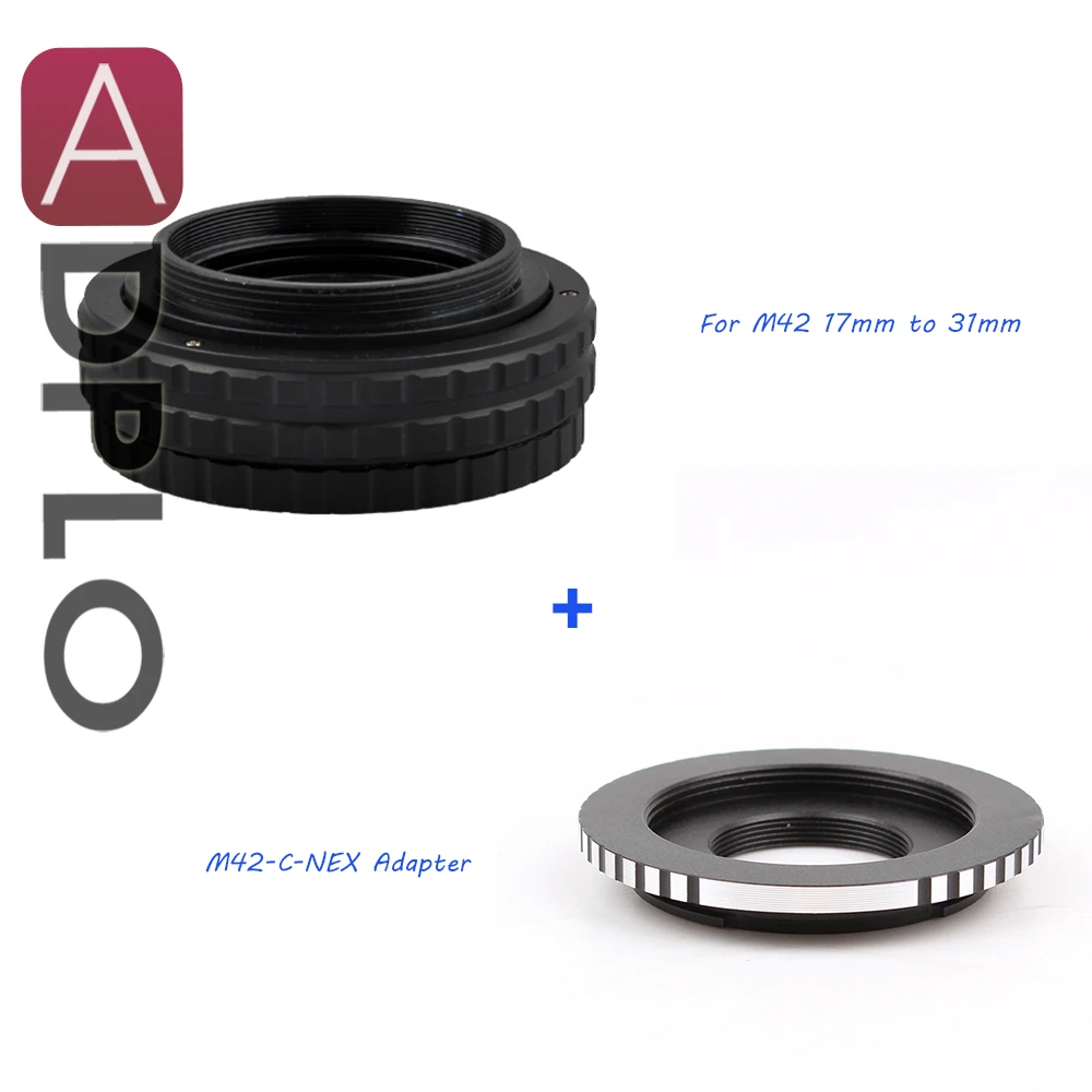 

ADPLO 17mm to 31mm M42 Lens Adjustable Focusing Helicoid Macro Tube Adapter Suit For M42 or C Mount Lens to NEX camera