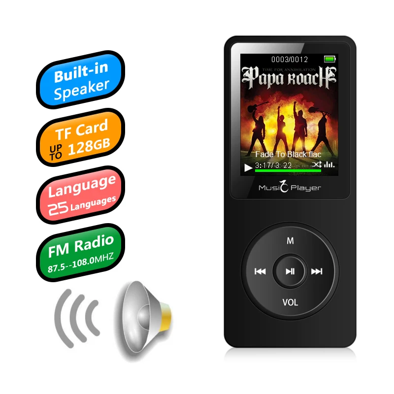 

Btsmone new MP3 Player Built-in Speaker and 16G with FM/Radio can play 100h hifi music Portable Lossless sound Walkman for kids