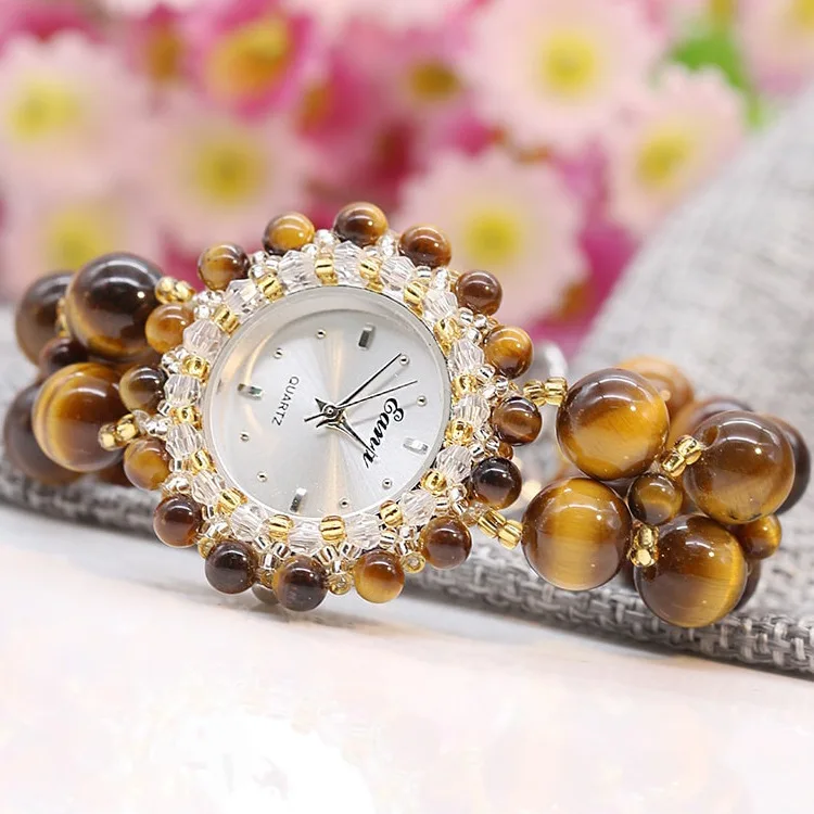 Горячее предложение Eana Брендовые Часы Оптом натуральный браслет с тигровым глазом Модные женские подарок на день рождения