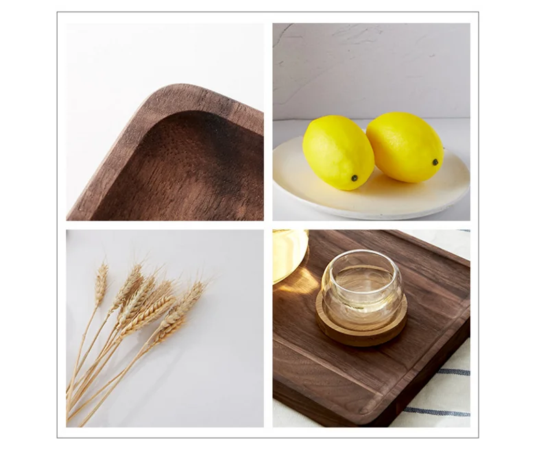 Direct selling high-end black walnut wooden plate rectangular wooden tea tray dessert dessert cake sushi steak bamboo tray