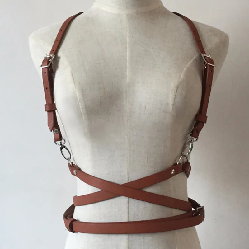 Fashion Punk Harajuku O-ring Body Garters Faux Leather Bondage Cage Sculpting Harness Waist Belt Straps Suspenders Belt GPD8244