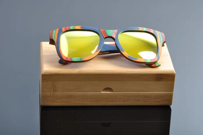 Женские Поляризованные солнечные очки из натурального дерева, разноцветные деревянные солнцезащитные очки Gafas de sol de madera Oculos de sol Moda MadeiraEV0915