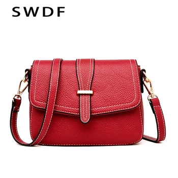 

SWDF New Ladies Shoulder Bag PU Leather Retro Style Messenger Bag Simple Small Square Bag Luxury Handbags Women Bags Designer