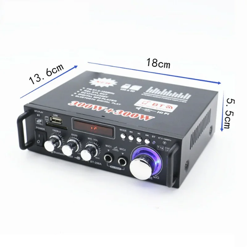 Digital MP3 WMA Player Hifi Stereo Audio Power Amplifier AC220V Or DC12V USB SD DVD PC Tuner