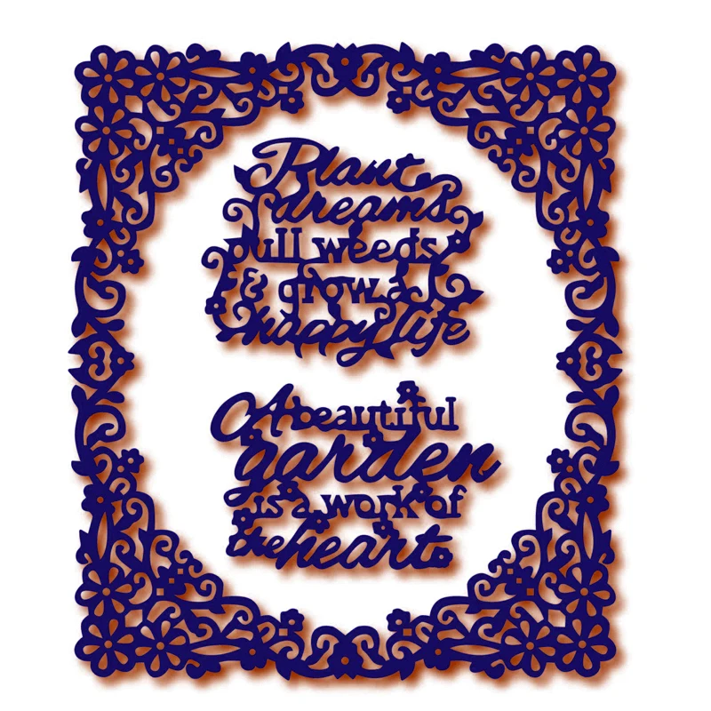 

Flower vine edge frame and Words Metal Cutting Dies 2019 New Craft DIY Scrapbooking Die Cuts Decor Embossing Stencil Card Making