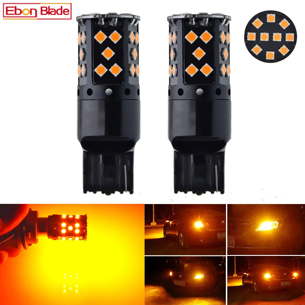 2 шт. светодиодный автомобильный светильник T20 7440 W21W WY21W s Canbus без ошибок Hyper Flash