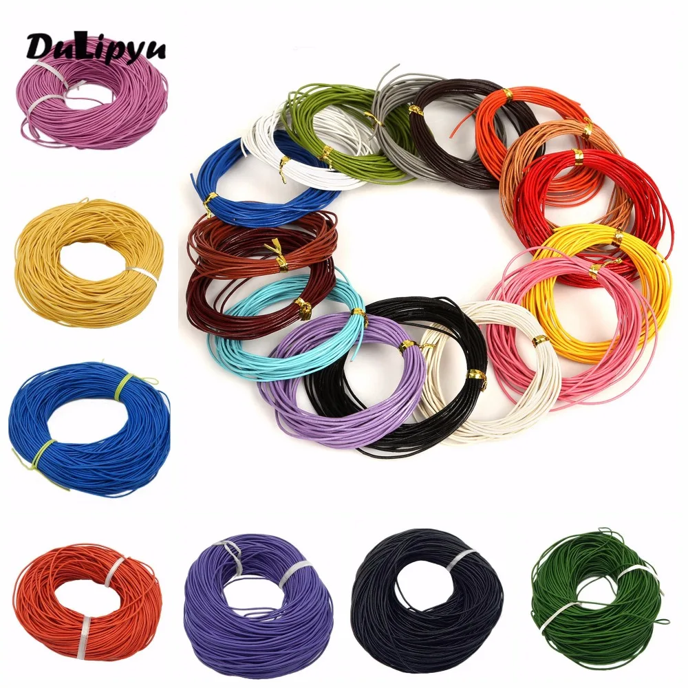 100y/roll 1mm&1.5mm Real Leather Jewelry Cord Brown/White/Black Beading