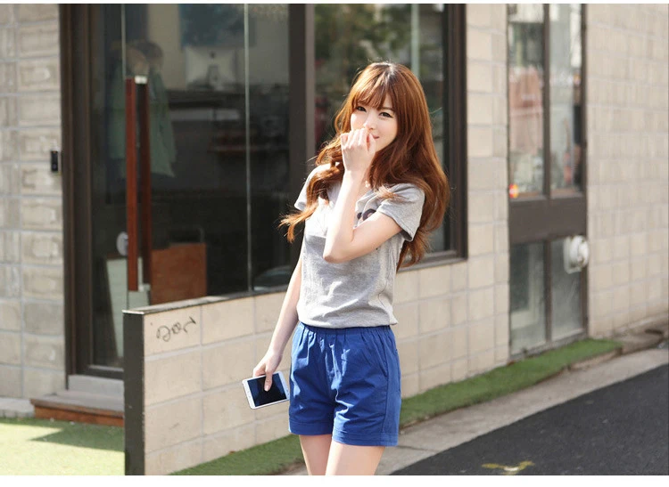 New Korean version of the shorts Ms. Summer Waist Loose Large fat MM Wide leg Large size Sports Casual Student Candy colors (15)