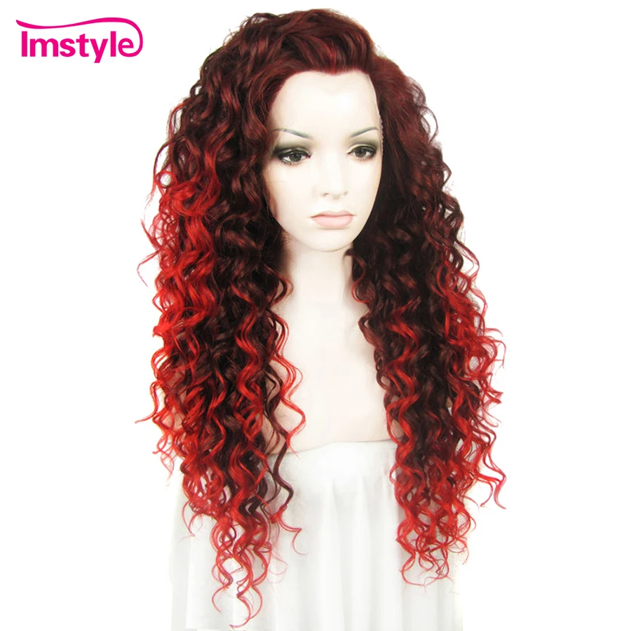 Искусственные волосы Imstyle Жокейские красные термостойкие 26 дюймов|wig lace front wig|wig