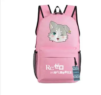 

Re Zero kara Hajimeru Isekai Seikatsu cat Subaru Natsuki Emilia school canvas Cosplay costume messager shoulder bag backpack