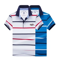 Классическая королевская полосатая Мужская рубашка поло с коротким рукавом Tace& Shark, брендовая мужская рубашка Поло homme, летние повседневные и деловые рубашки поло