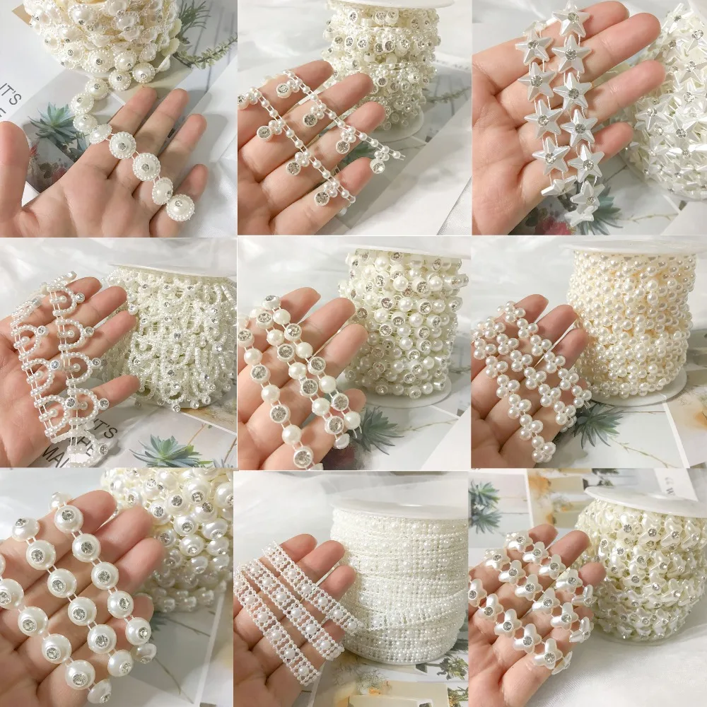 2-10 м/уп. многоразмерная ABS имитация жемчуга бисер отделка цепи для DIY Свадебная