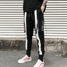 Новые мужские шаровары, персональные штаны для отдыха, темно-черные конические эластичные гаремные брюки, сценические хип-хоп костюмы певицы