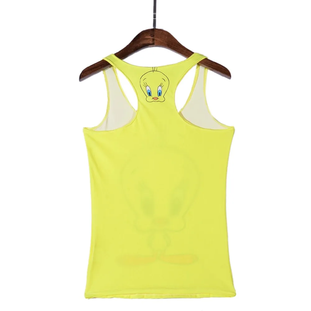 Женская летняя желтая футболка с рисунком утки из мультфильма, летний топ на бретелях, женские футболки без рукавов, винтажный жилет, топы, Прямая поставка
