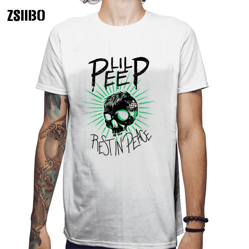 

ZSIIBO Men T-Shirt Skull Hip Hop Short Sleeve Streetwear T-Shirt Flower Print Summer Men's Funny White Heavy Metal HY1MC72