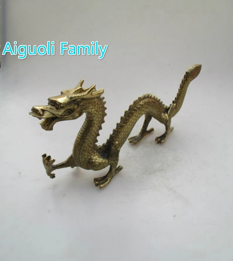 

Collectible Decoration Handwork Brass Carved Dragon Statue, Long 12.5inch /32 CM ,Chinese Home Fengshui Animal Sculpture