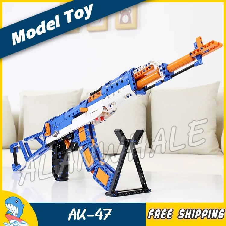 

498PCS New Model Toy AK47 Shot Gun Weapon For Soldier Military Assault Elastic Bullet Plastic Shell Bricks Compitable with Lego