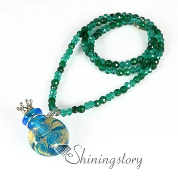 

round glitter wholesale diffuser necklace lampwork glass aromatherapy necklaces essential oil diffuser necklaces wholesale