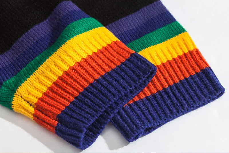 Rainbow Striped Knitted Pullover Sweaters 5