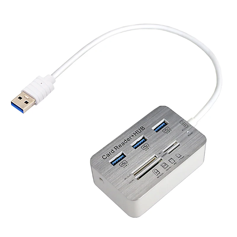 3 порта USB 3,0 кардридер комбо многопортовый usb-адаптер с SD/MMC/M2/MS Pro Duo usb 3 концентратор для компьютера аксессуары концентратор usb - Цвет: silvery